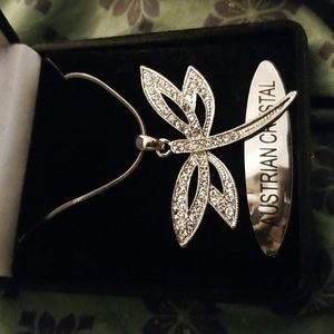 Vintage Austrian Crystal Dragonfly Necklace
